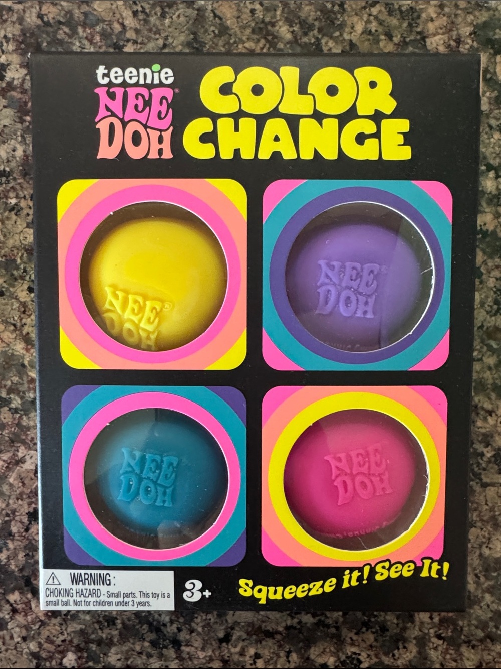 Teenie Nee Doh Color Change 4-Pack - Yellow, Purple, Teal, Pink